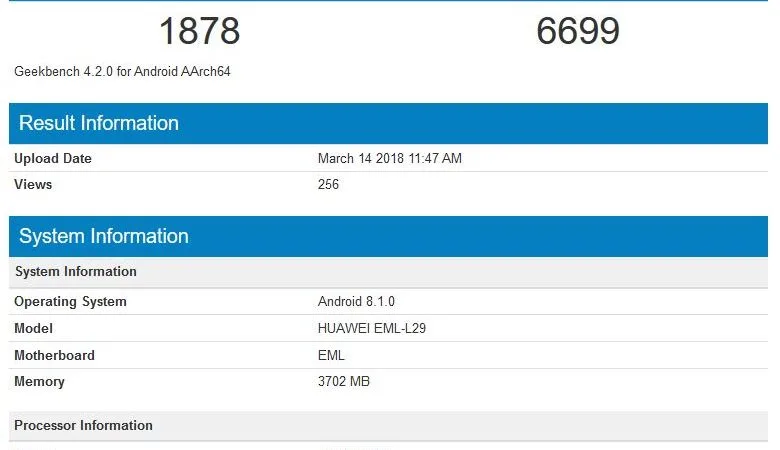 huawei p20 geekbench