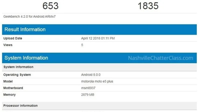 Moto E5 Plus Geekbench