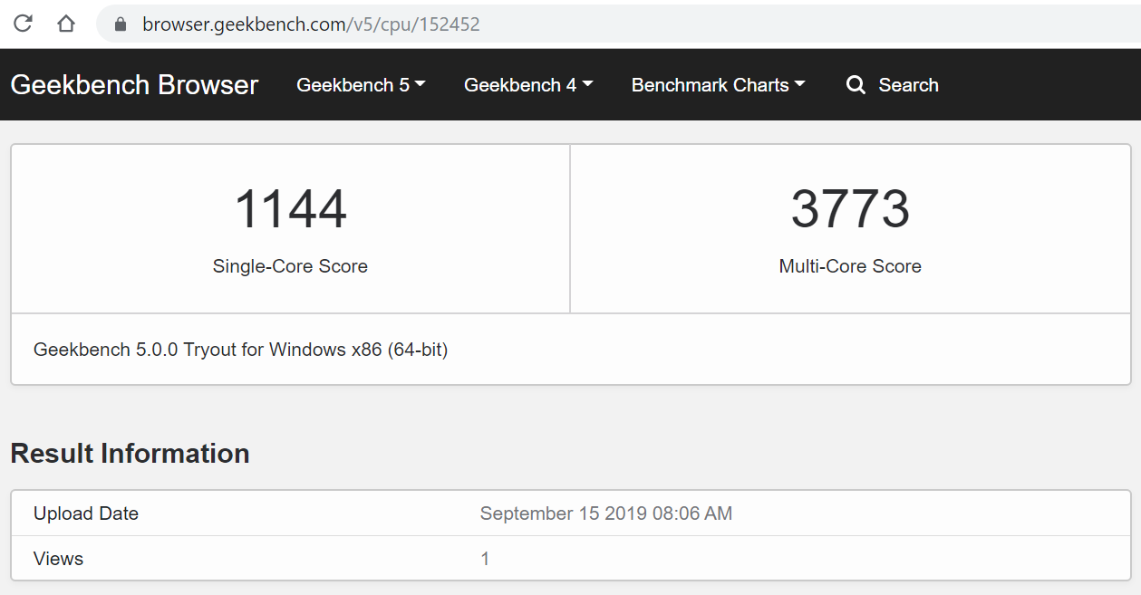 Lenovo Yoga C640 GeekBench 5