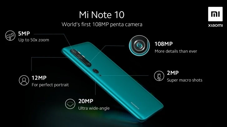 xiaomi mi note 10 five cameras