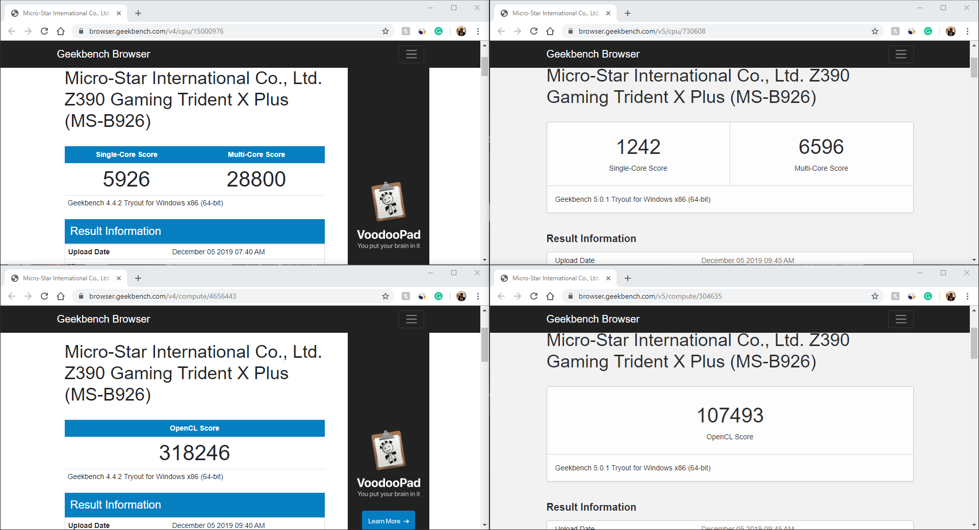 MSI Trident X Plus Review Geekbench 4 and 5 Benchmark