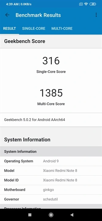 RN8 Geekbench
