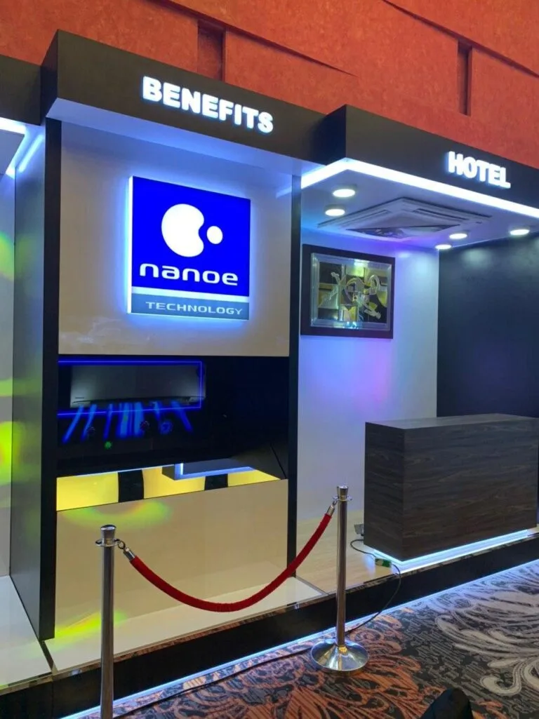 Hologram displaying benefits of Panasonic NanoeTM Technology