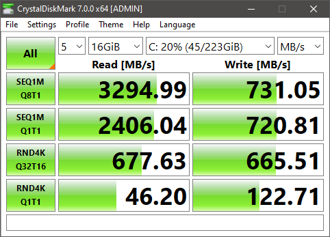 Huawei Matebook D 15 Review CrystalDiskMark SSD Benchmark 16GB