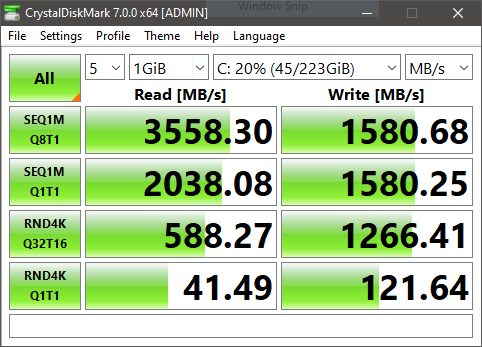 Huawei Matebook D 15 Review CrystalDiskMark SSD Benchmark 1GB