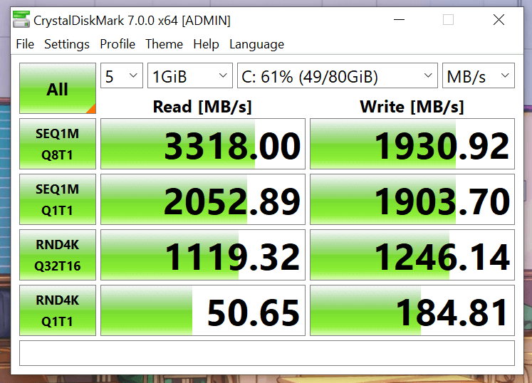 Crystaldiskmark MateBook 13
