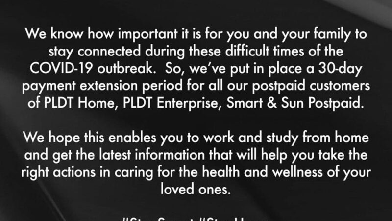 PLDT COVID 19 Advisory for Postpaid Customers Mar 15