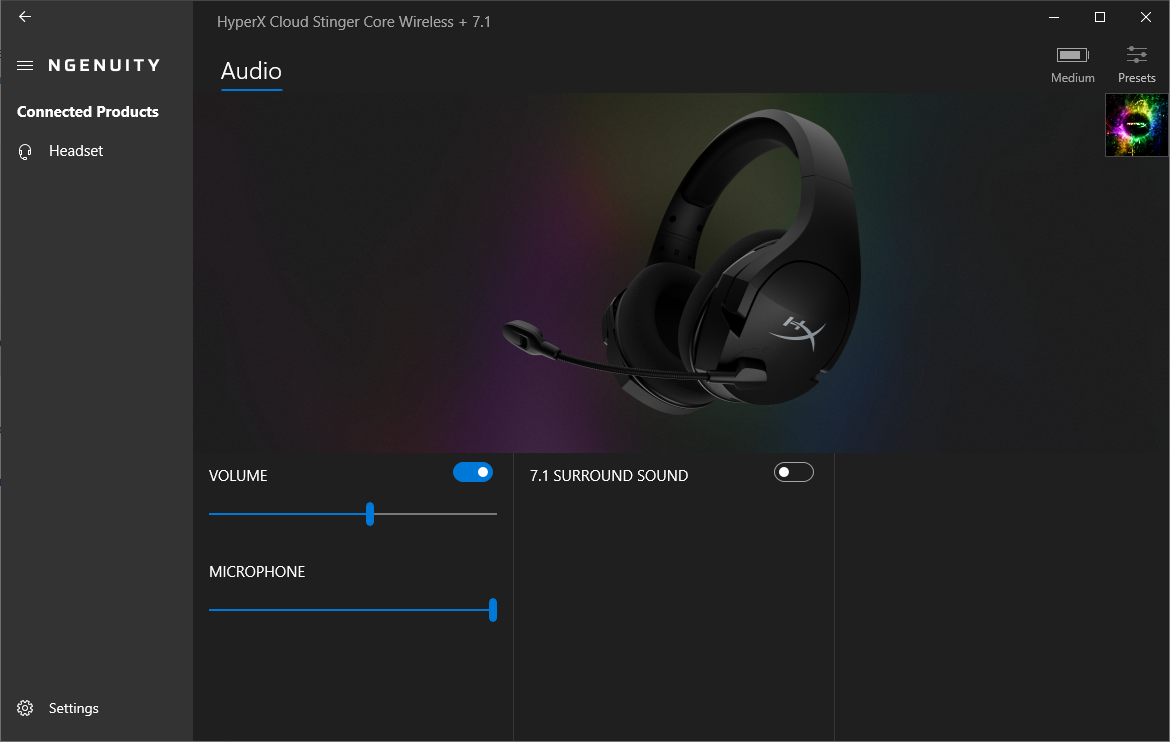 HyperX Cloud Stinger Core Wireless 7.1 Review HyperX NGenuity Software 1