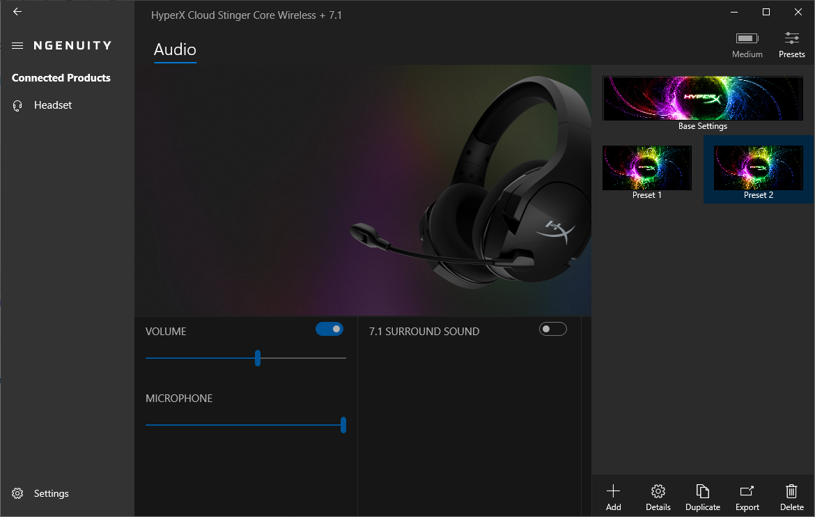 HyperX Cloud Stinger Core Wireless 7.1 Review HyperX NGenuity Software 2