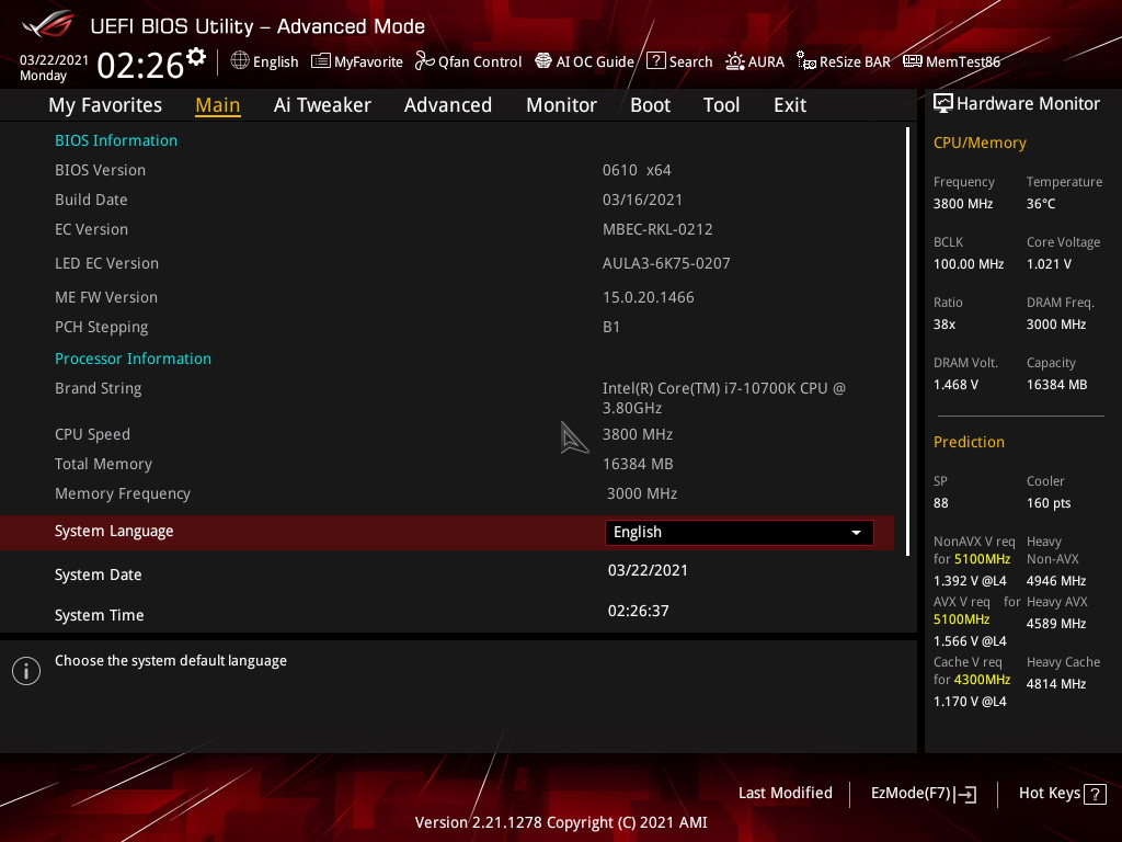 ASUS ROG Strix Z590 E Review BIOS 01
