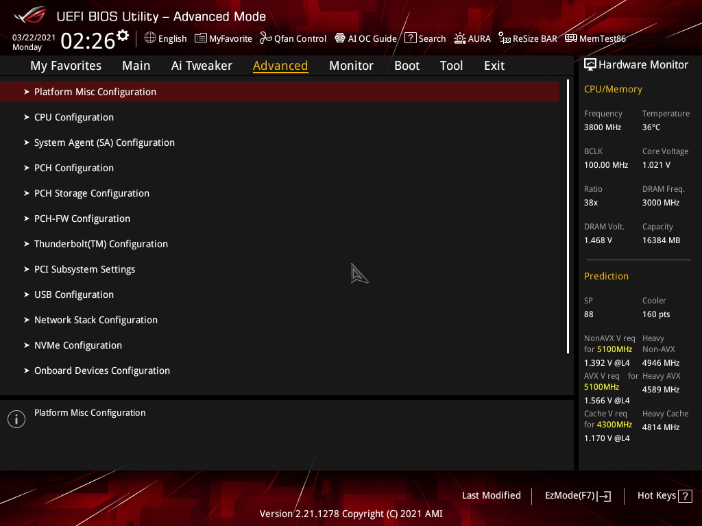 ASUS ROG Strix Z590 E Review BIOS 03