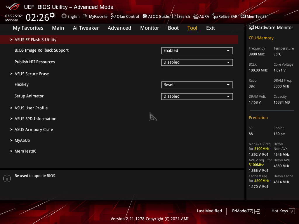 ASUS ROG Strix Z590 E Review BIOS 06