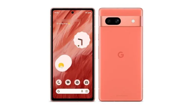 Google-Pixel-7a-Coral-colorway-front-and-back