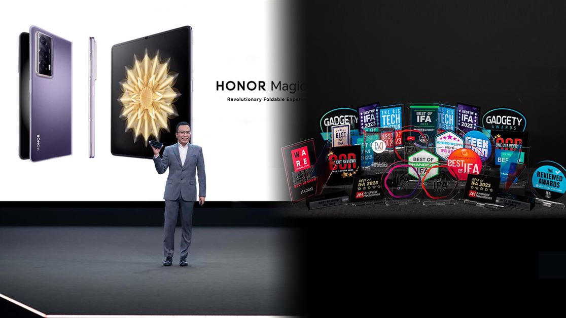 Main KV HONOR wins 36 Media Awards at IFA 2023 following the launch of revolutionary HONOR Magic V2 and V Purse