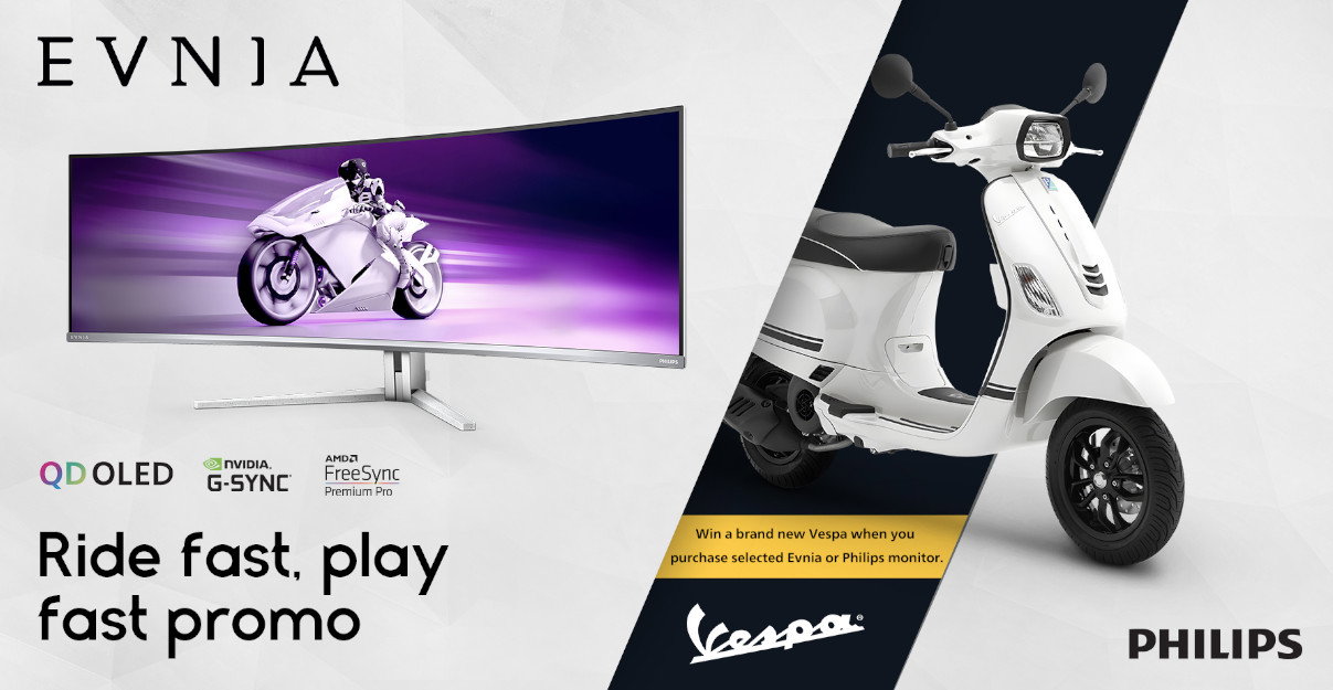 Philips Evnia x Vespa Ride Fast, Play Fast promo 1