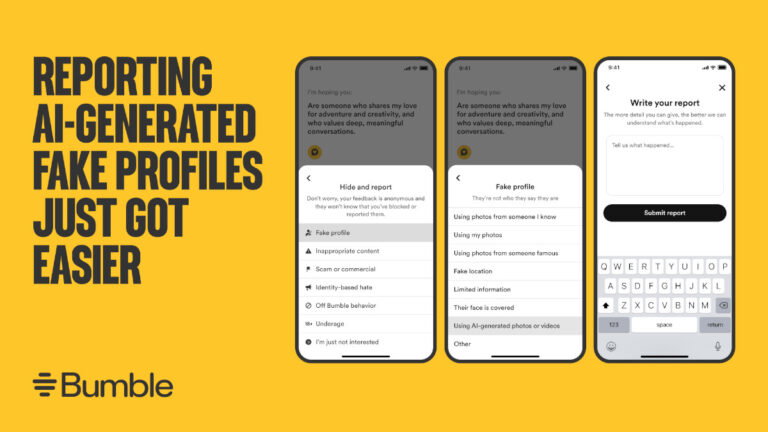 Bumble AI generated photos and videos reporting 1