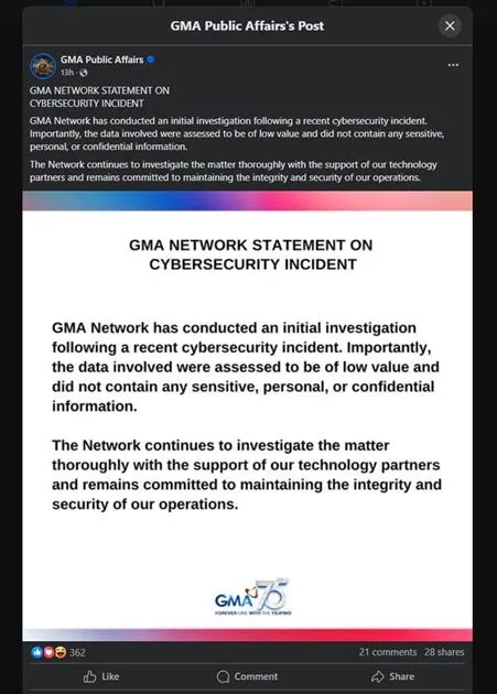 GMA Cybersecurity Attack Official Statement