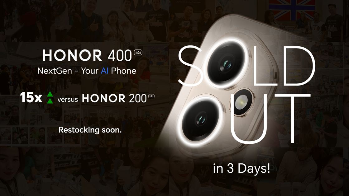 Main KV HONOR 400 5G Sold Out in 3 Days, 15x Higher Sales versus HONOR 200 5G
