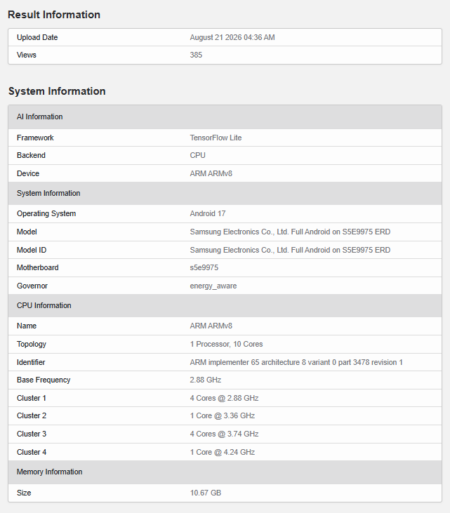 Samsung’s Exynos 2700 Boasts Higher Clock Speeds in Latest Benchmark Leak