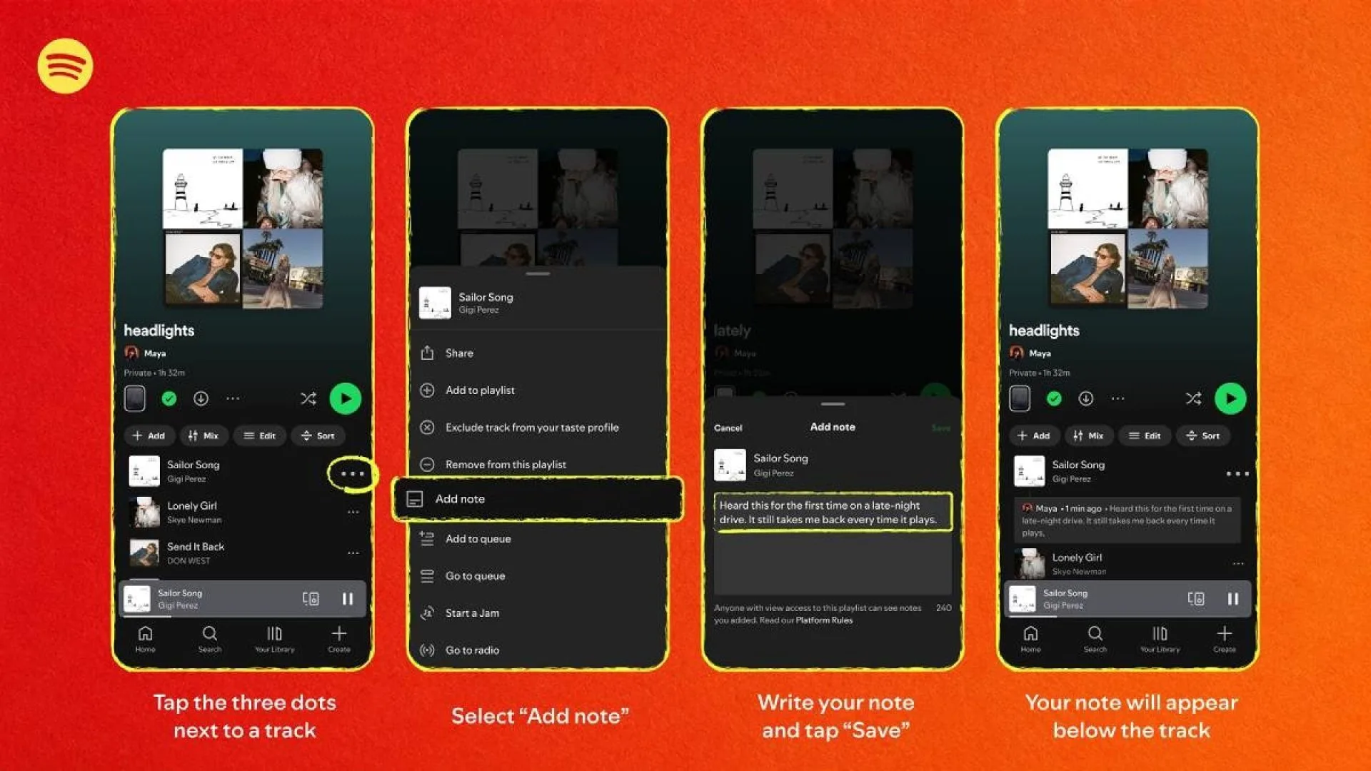 Spotify Playlist Notes How to