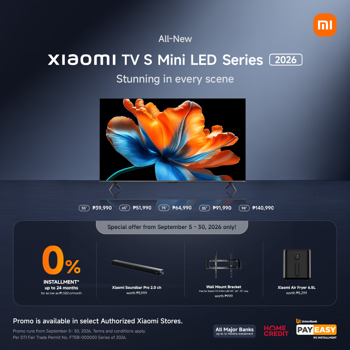 Xiaomi TV S Mini LED 2026 Series Prices in PH; Mijia Washers