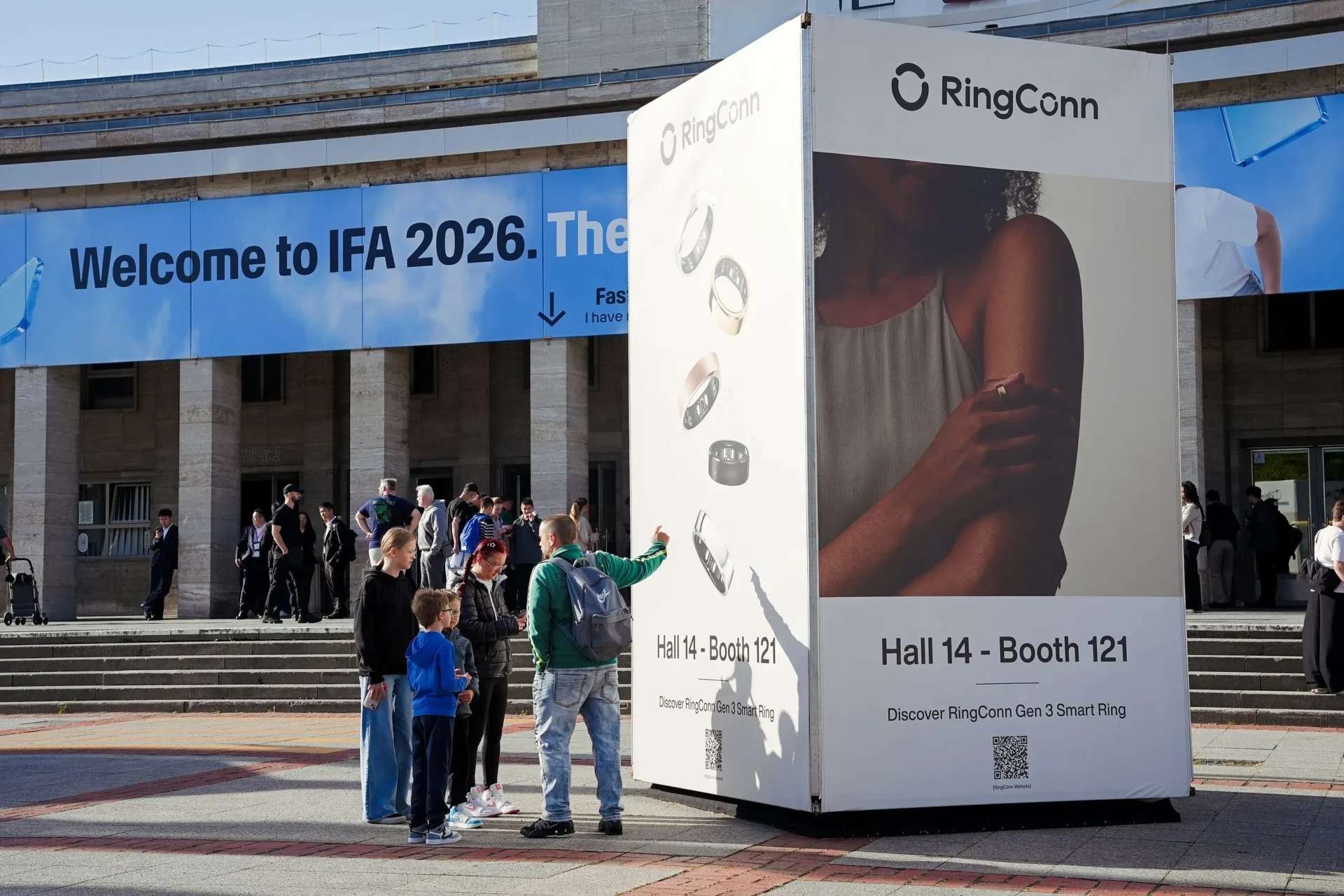 RingConn Gen 3 on display at the IFA 2026 entrance