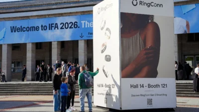 RingConn Gen 3 on display at the IFA 2026 entrance