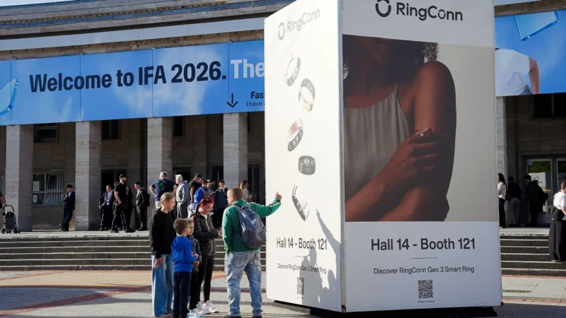RingConn Gen 3 on display at the IFA 2026 entrance