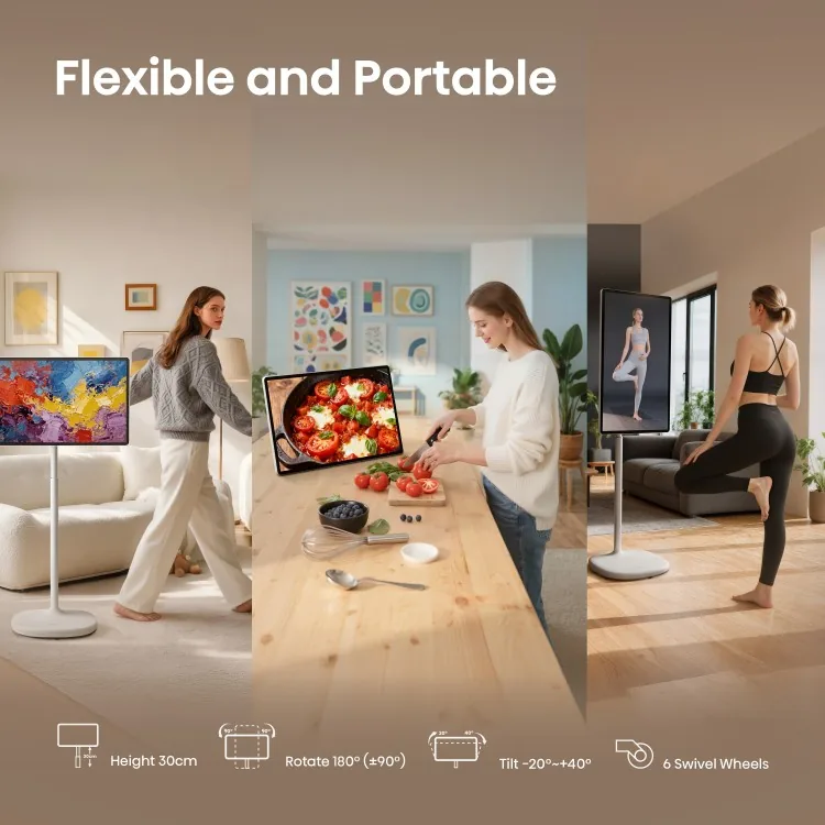 Hisense RoamView angled for viewing as it moves between rooms
