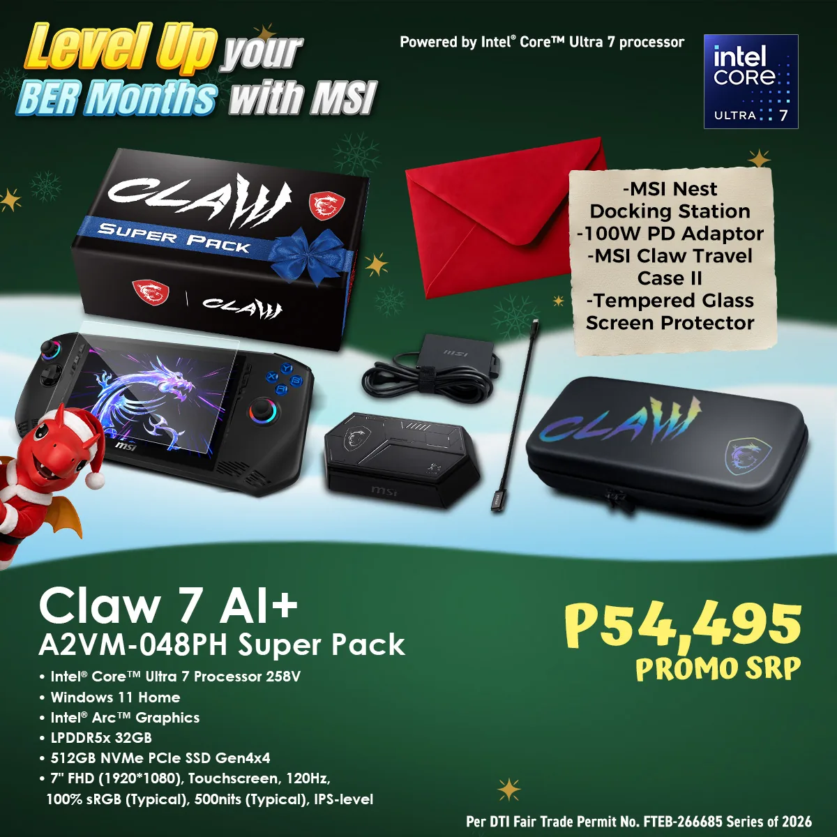 MSI Claw 7 AI+ A2VM-048PH Super Pack BER Months promo offer