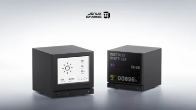 JSAUX Steam Machine faceplate, a magnetic replacement front panel with its own display