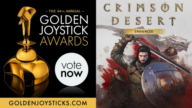 Crimson Desert Enhanced key art for the Golden Joystick Awards 2026, where it is nominated for PC Game of the Year and Best Soundtrack