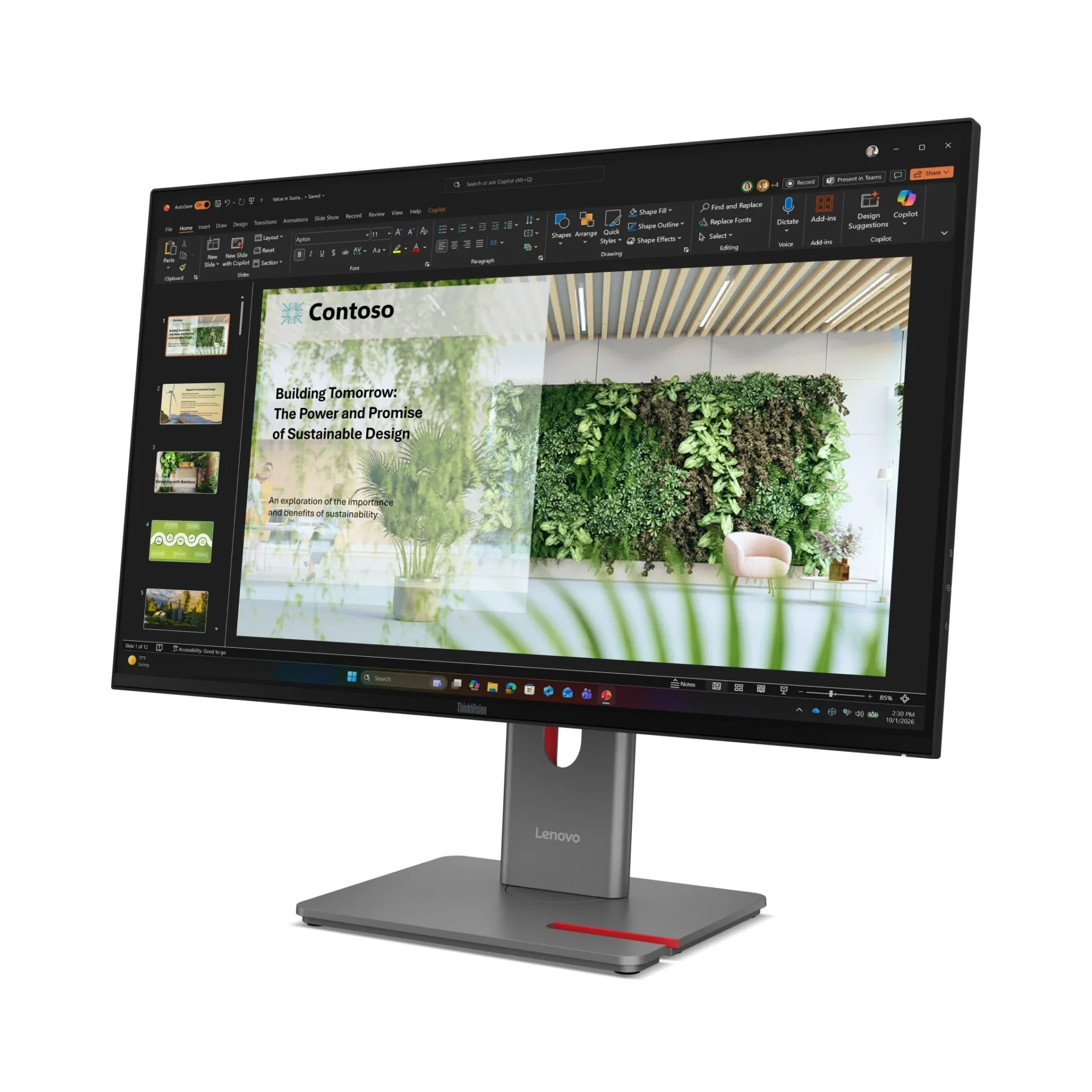 Lenovo ThinkVision P27UL-40 IJP OLED professional monitor shown from the front left