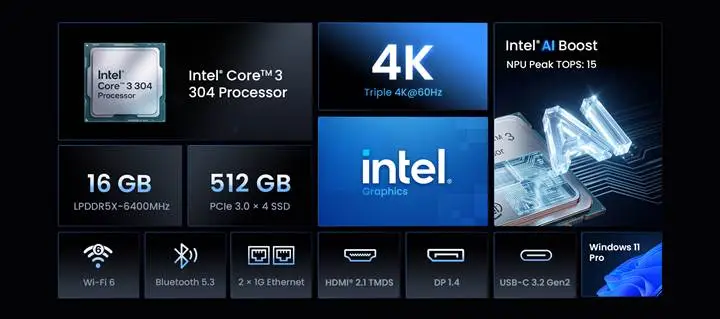 MINIX N304 AI Mini PC Intel Wildcat lake 3