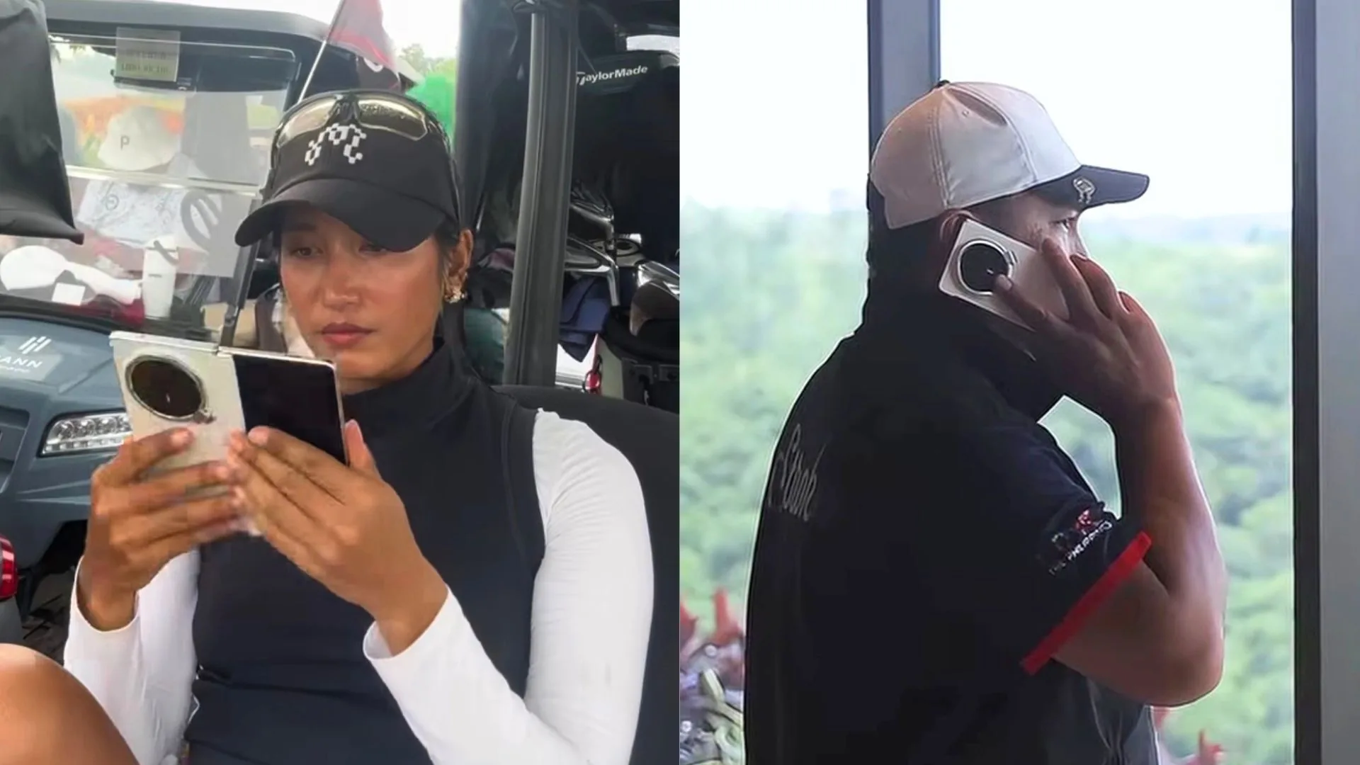 Marvi Monsalve and Jesse Guerrero with the HONOR Magic V6 at the HONOR Magic V6 Golf Cup