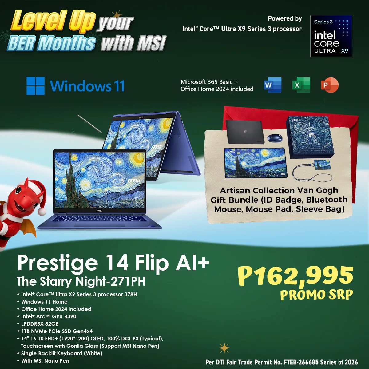 MSI Prestige 14 Flip AI+ The Starry Night-271PH BER Months promo offer