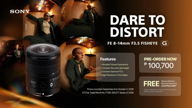 Sony Philippines promo artwork for the FE 8-14mm F3.5 Fisheye G freebie offer