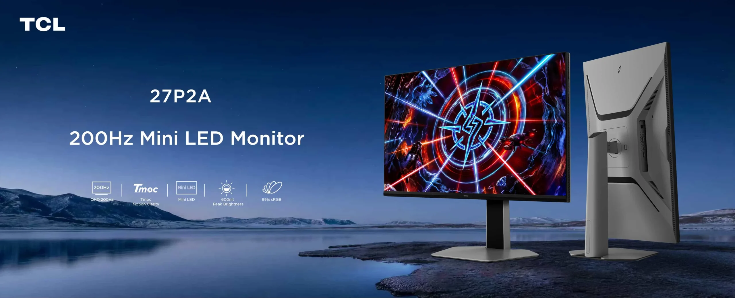 TCL 27P2A, a 27-inch QHD Mini LED gaming monitor with a 200Hz refresh rate