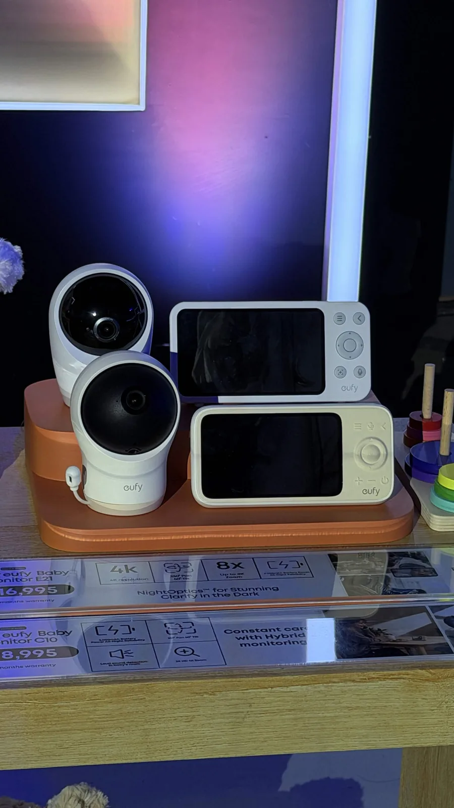 eufy Baby Monitor E21 and C10 on display