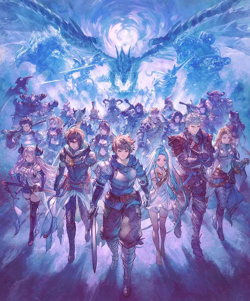 Character art from the 40-fighter roster of Granblue Fantasy Versus: Rising