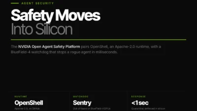 NVIDIA Open Agent Safety Platform news card with OpenShell and Sentry specs