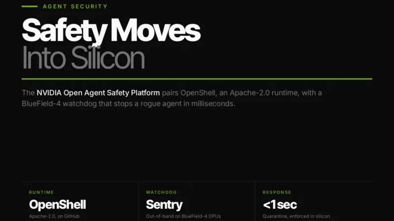 NVIDIA Open Agent Safety Platform news card with OpenShell and Sentry specs