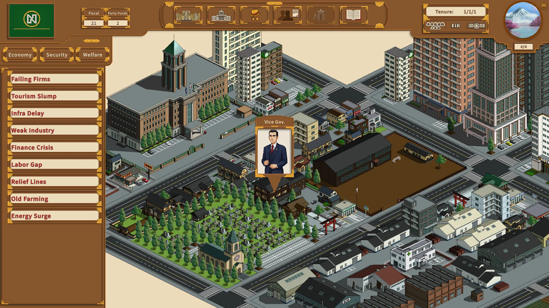 Screenshot from The Prime Minister's Crest: Path to Power, the alternate-Japan political simulation playable at TGS 2026 booth N8-03