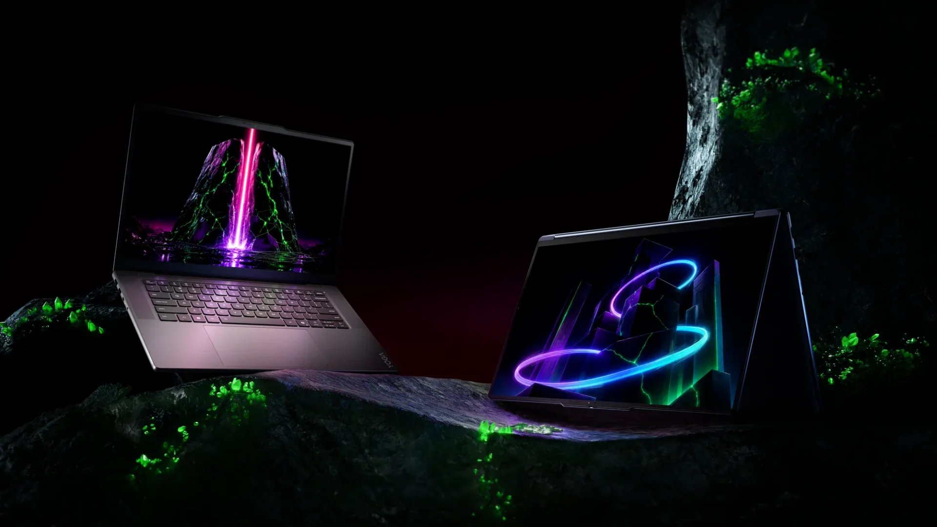 The Lenovo Yoga Pro 9n (15-inch, 11) and the Lenovo Yoga 9n 2-in-1 (16-inch, 11) side by side