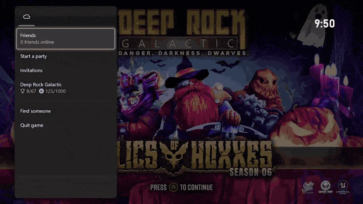 Streaming Deep Rock Galactic through Xbox Cloud Gaming in DroidDeck with the performance overlay