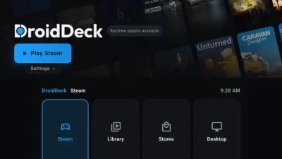 DroidDeck on Retroid Pocket Duo with menus on the bottom screen