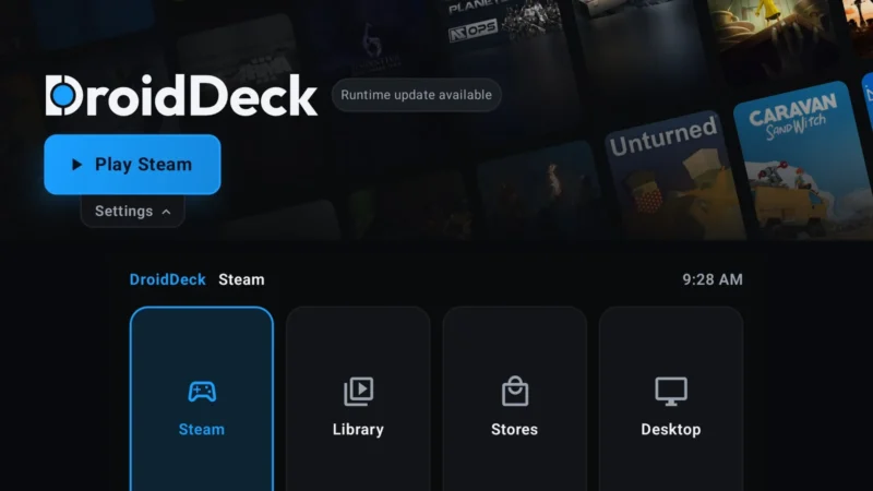 DroidDeck on Retroid Pocket Duo with menus on the bottom screen