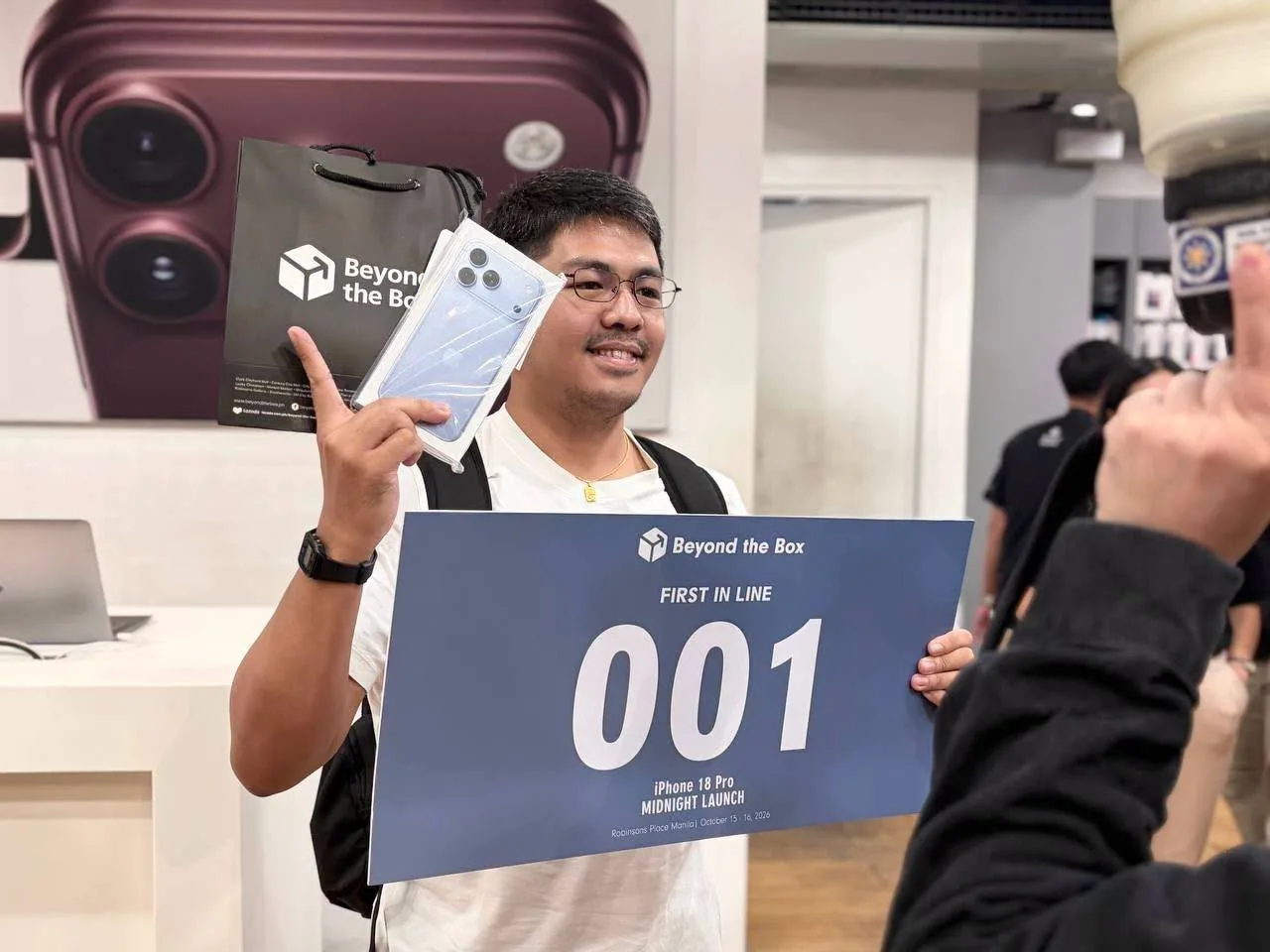 First customer in line at Beyond the Box Robinsons Manila for the iPhone 18 Pro midnight launch