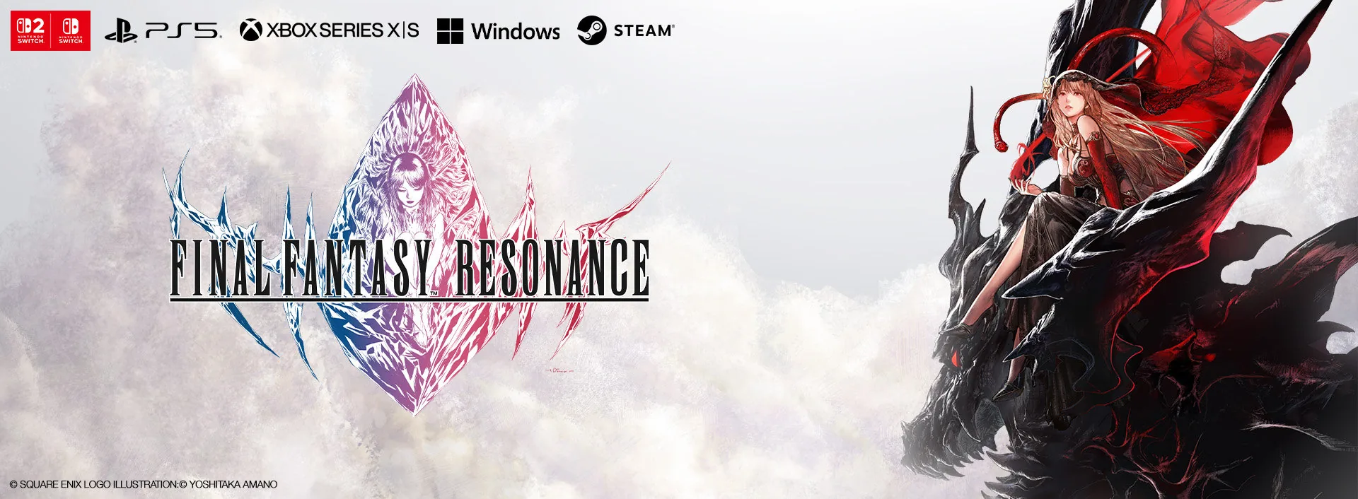 FINAL FANTASY RESONANCE key art banner with the game logo and its cast of characters