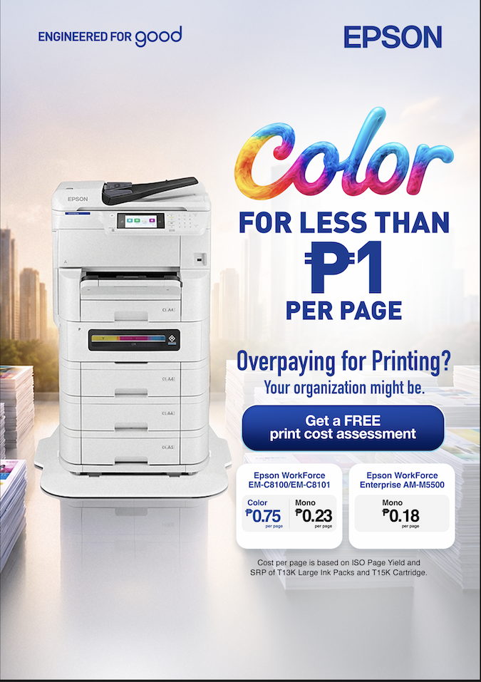 Epson low cost per page campaign graphic for business printing